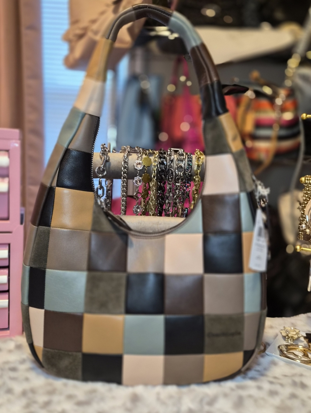 NWT Coachtopia Alter/Ego Crescent Shoulder Bag Checkerboard Multi 4
